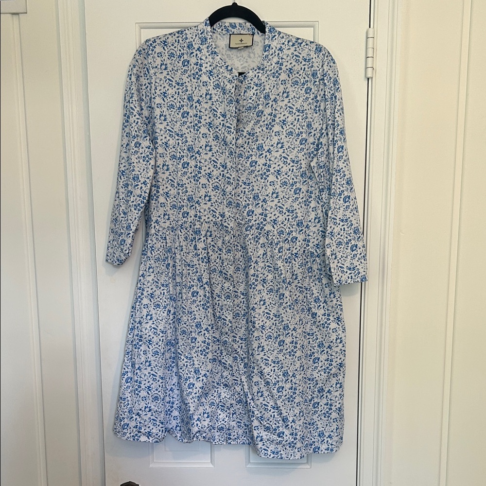 Tuckernuck Floral Blue and White Royal Shirt Dress
